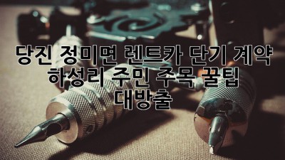 당진 정미면 렌트카 단기 계약? 😎 하성리 주민 주목! 꿀팁 대방출 🚗💨